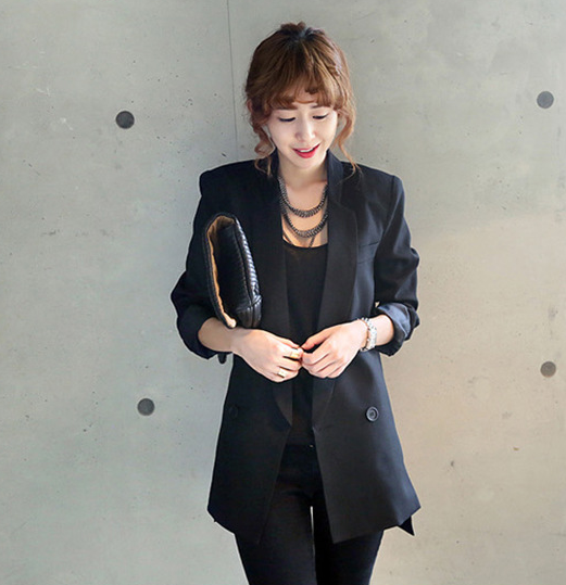 2021 Solid Long Style Black Women Jacket and Blazer Female Notched Collar Asymmetrical Chic Ladies Blazers feminino