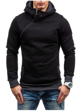 Hoodie Oblique Zipper Solid Color Hoodies Men Fashion Tracksuit Male Sweatshirt Hoody Mens