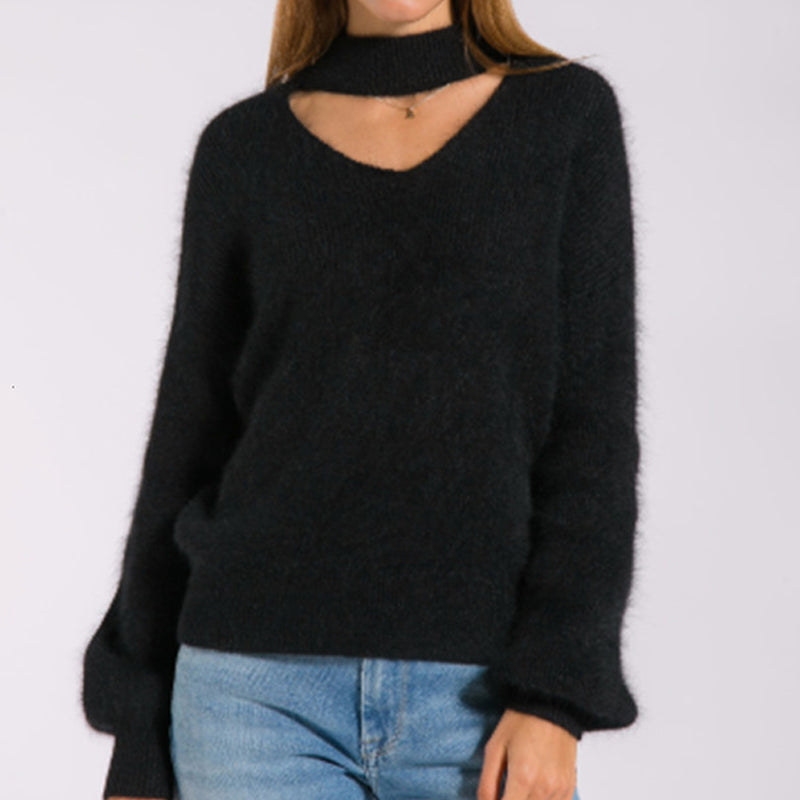 Fashion Turtleneck Sweater Women Blue Winter Clothes