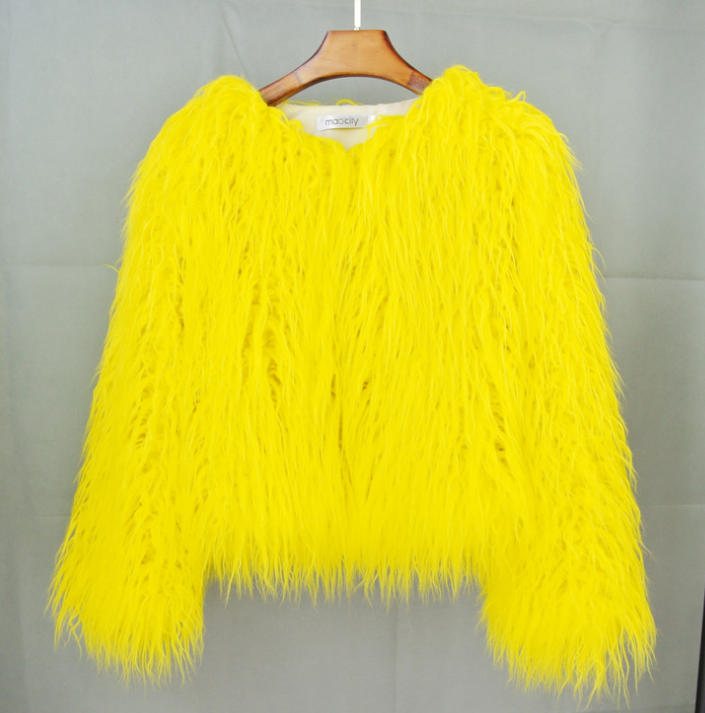 Colorful Boho Furry Faux Fur Coat Plus Size Women Fur Coats Autumn Winter Faux Fur Shaggy Jacket Fourrure Bontjas