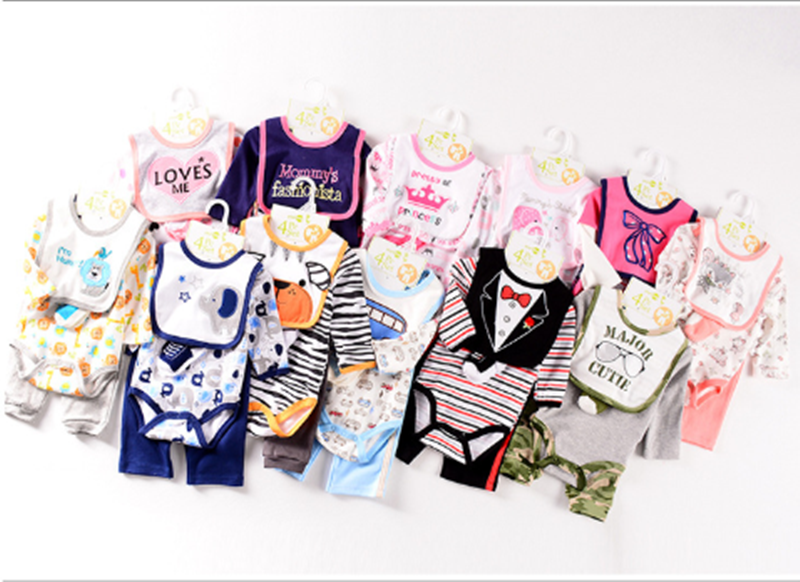 Cartoon Four-piece Baby Clothes 0-1 Year Old Baby Jumpsuit