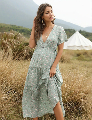 Elegant Summer Sheath Floral Lady Dress