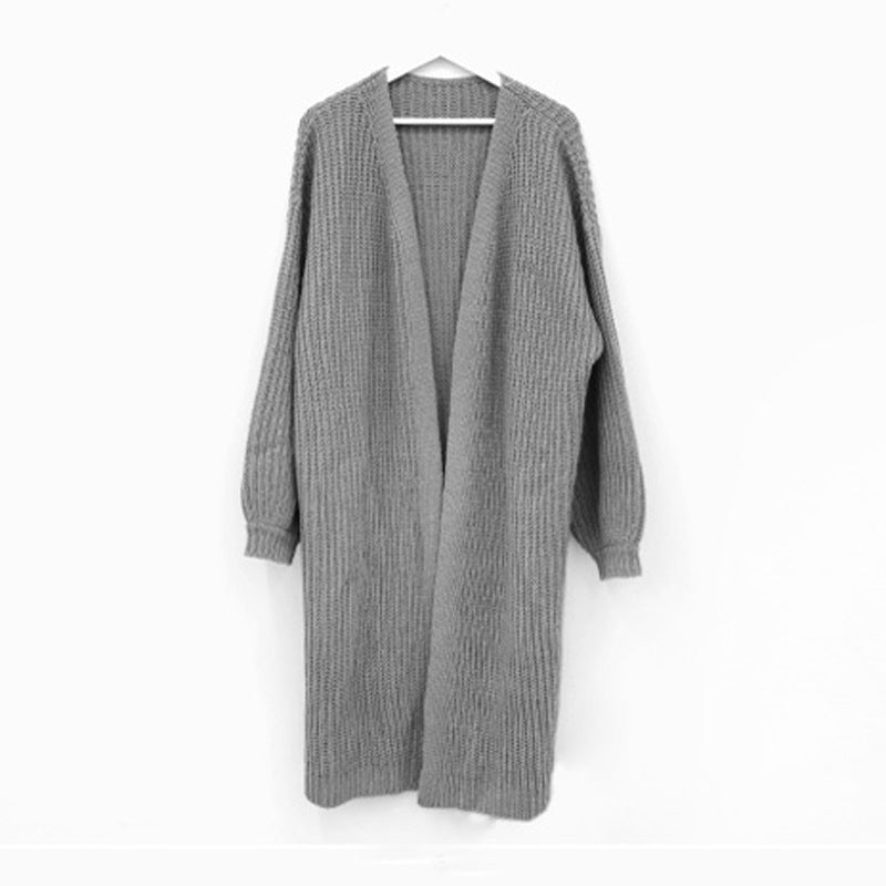 Lazy Shoulders Thick Stitch Long Sweater Coat Women