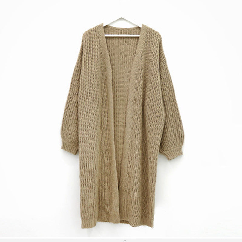 Lazy Shoulders Thick Stitch Long Sweater Coat Women