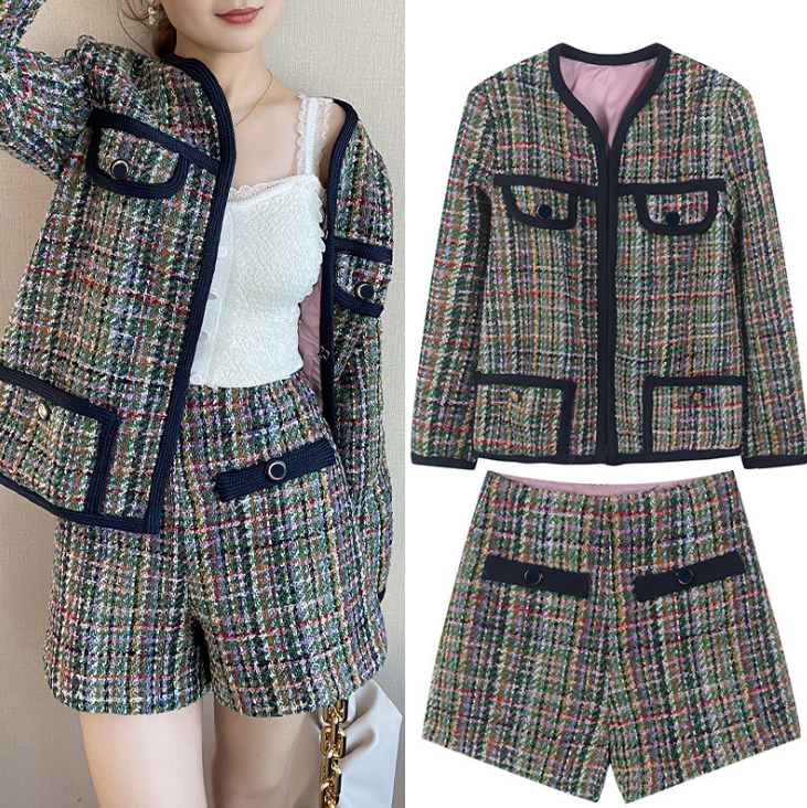 French Minority Elegant Celebrity Tweed S Family Coat Knitting Cardigan Women Shorts Suit Women''S Open Sale