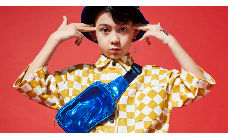 Children's Short-Sleeved Hip-Hop Suit Boys Korean Style Hip-Hop Plaid Loose Handsome Clothing