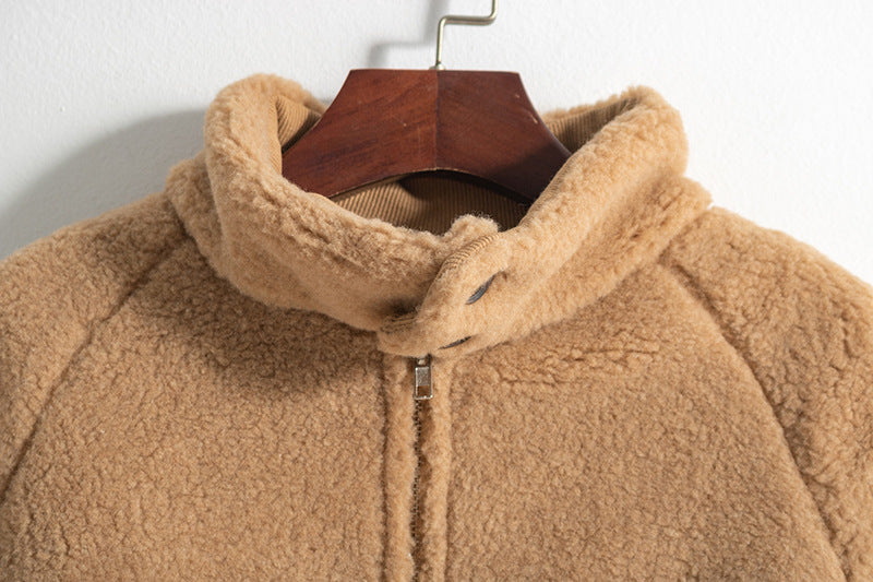 Winter Brown Lamb Wool Coat Wild Loose Warm Plush Blouse Tide