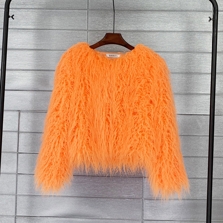 Colorful Boho Furry Faux Fur Coat Plus Size Women Fur Coats Autumn Winter Faux Fur Shaggy Jacket Fourrure Bontjas