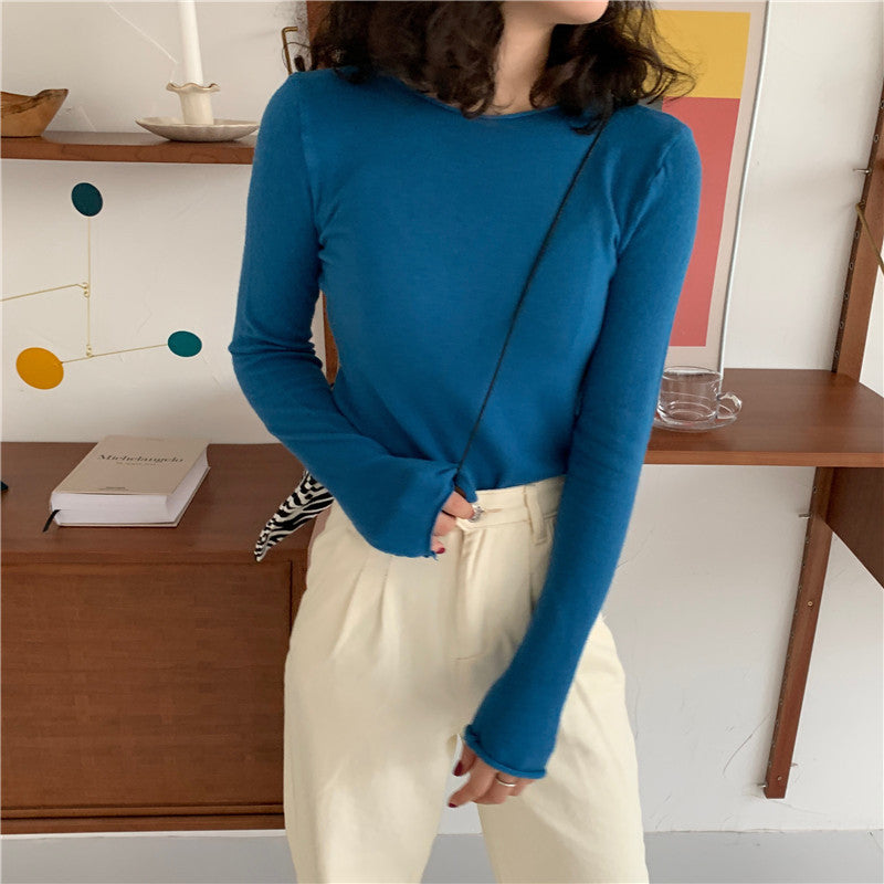 Women s Solid Color Long sleeved Sweater