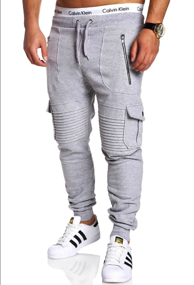 Men's Striped Zipper Sweatpants Casual Pants