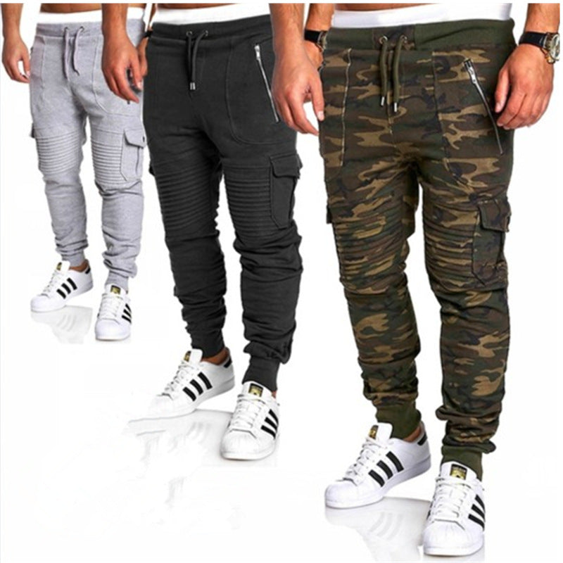 Men's Striped Zipper Sweatpants Casual Pants