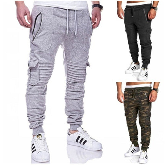 Men's Striped Zipper Sweatpants Casual Pants