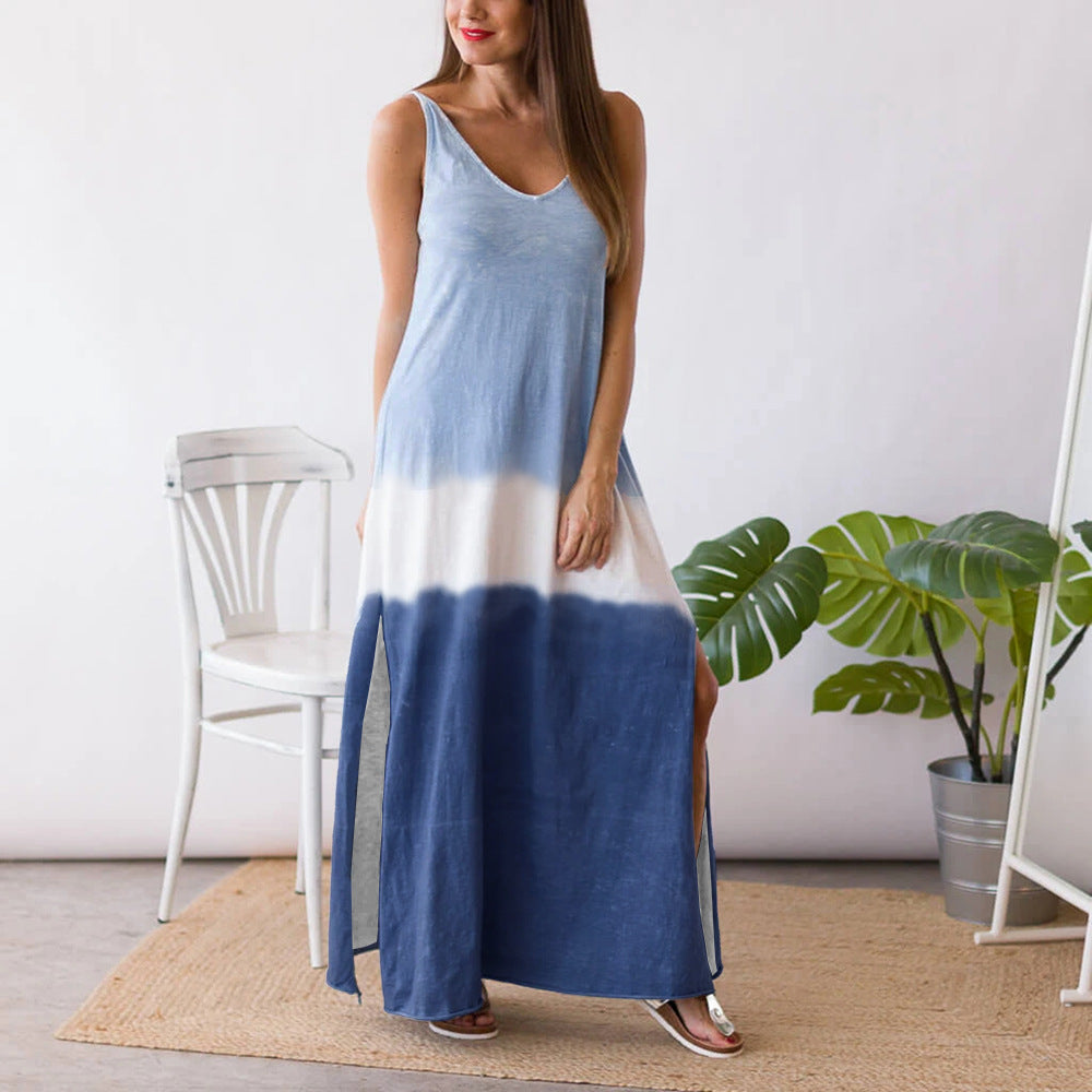 Slit Sling Skirt Gradient Color Long Skirt