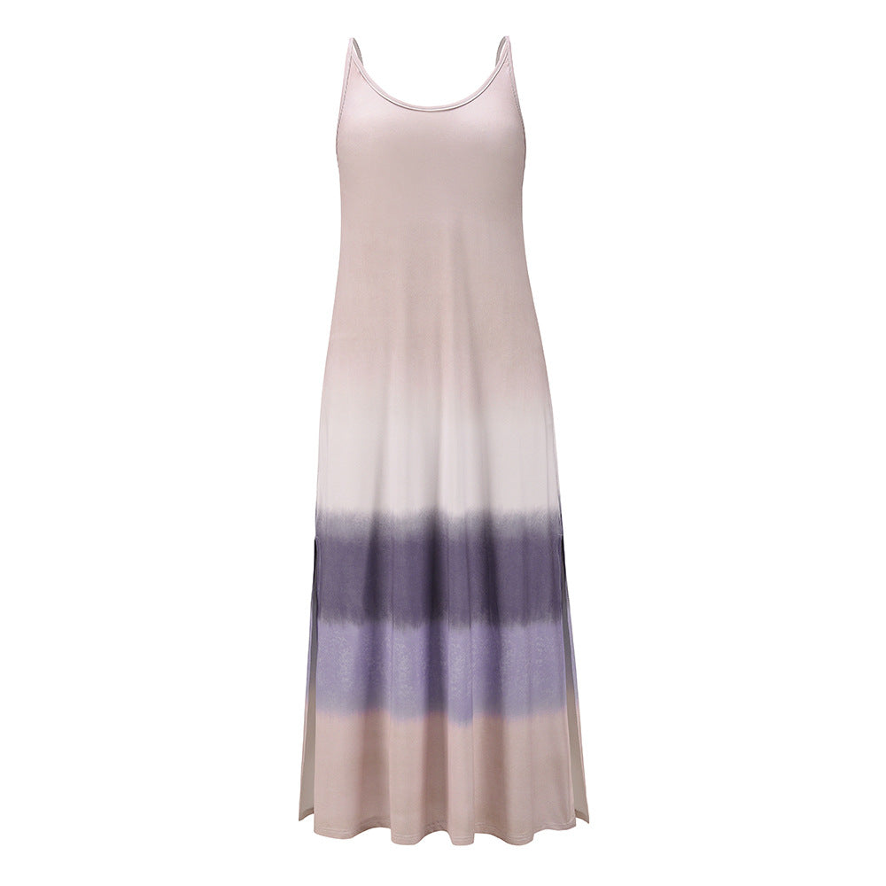 Slit Sling Skirt Gradient Color Long Skirt