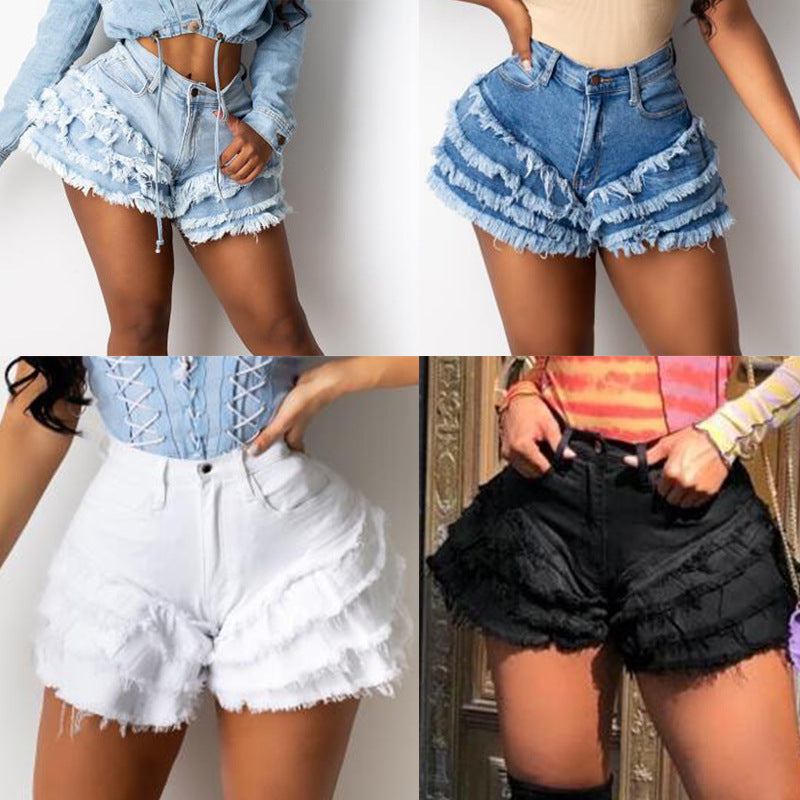 Aliexpress Ebay Amazon Independent Station New Frayed Denim Shorts Women