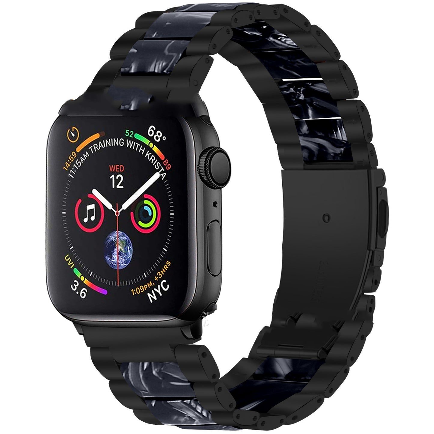 Metal Stainless Steel Resin Three Beads Watch Steel Band