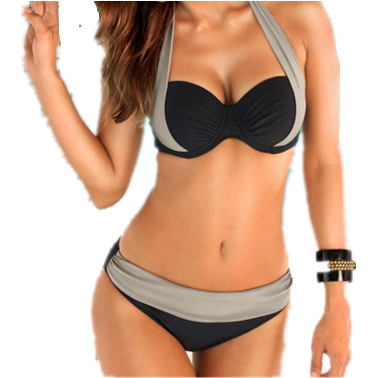 Europe And The United States New Sexy Bikini Swimwear High Waist Swimsuit Women Halter