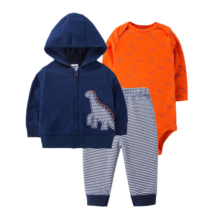 Clothing Sweater Boys And Girls Foreign Trade Hooded Long-Sleeved Baby Three-Piece Suit