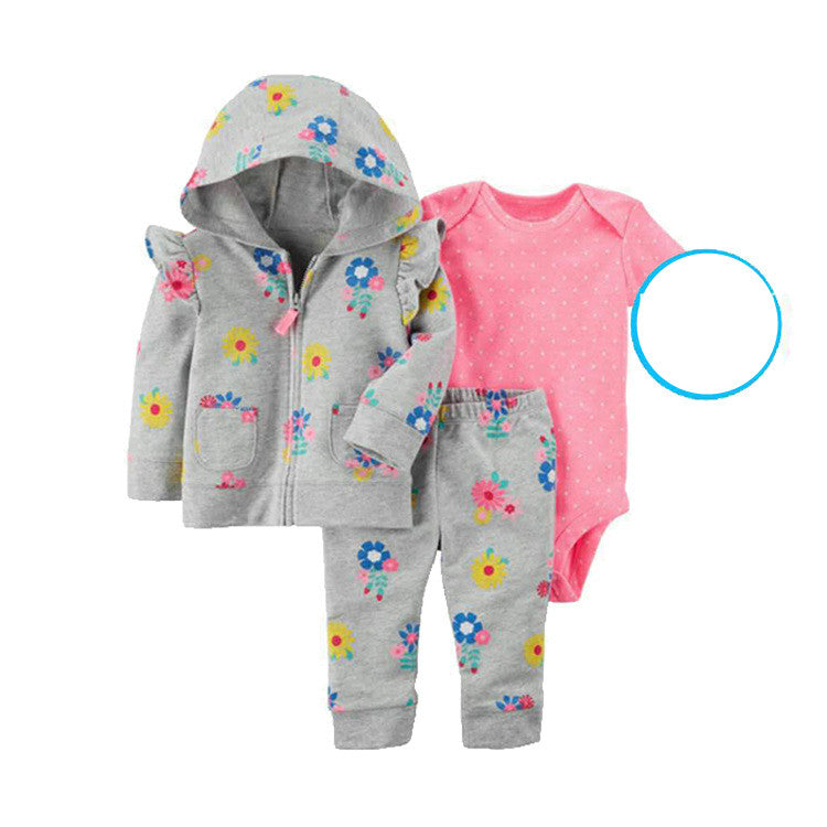 Clothing Sweater Boys And Girls Foreign Trade Hooded Long-Sleeved Baby Three-Piece Suit