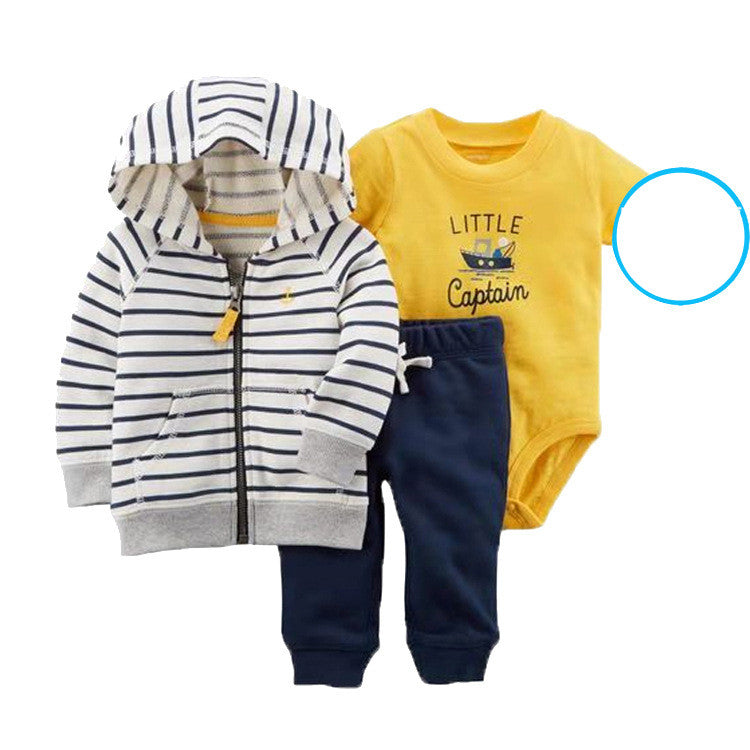 Clothing Sweater Boys And Girls Foreign Trade Hooded Long-Sleeved Baby Three-Piece Suit