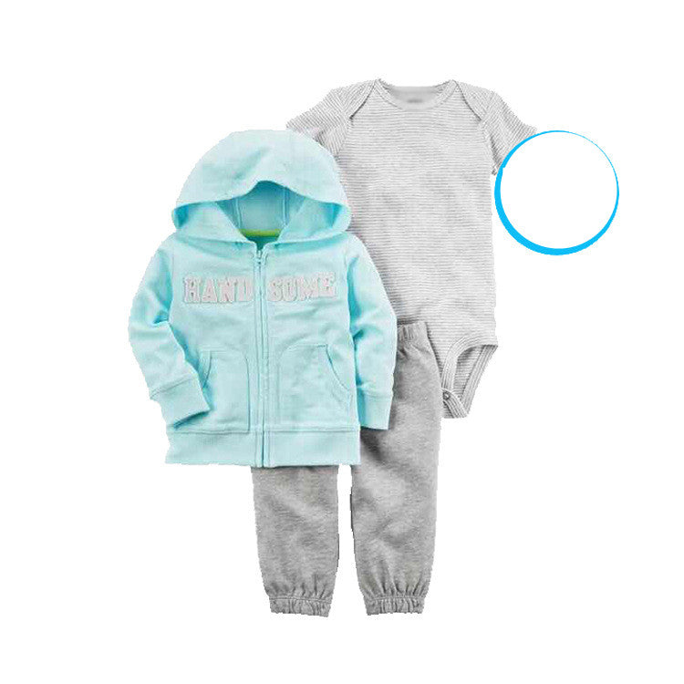 Clothing Sweater Boys And Girls Foreign Trade Hooded Long-Sleeved Baby Three-Piece Suit