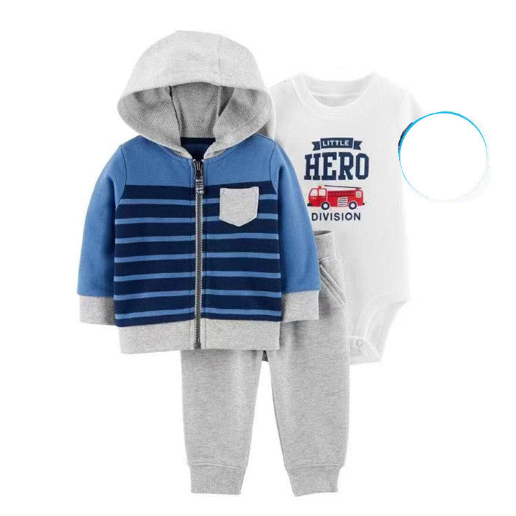 Clothing Sweater Boys And Girls Foreign Trade Hooded Long-Sleeved Baby Three-Piece Suit