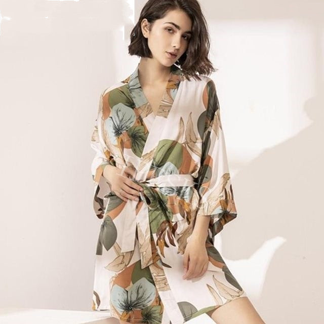 New Sleepwear Robe Spring Thin Cotton-silk Women