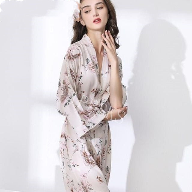 New Sleepwear Robe Spring Thin Cotton-silk Women