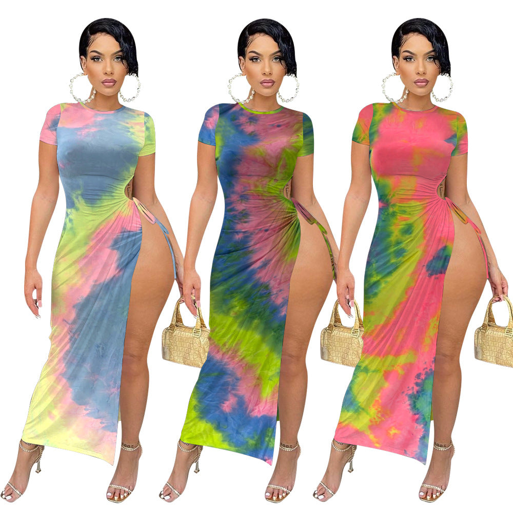 Fashion Sexy Lady Tie-dye Irregular Dress