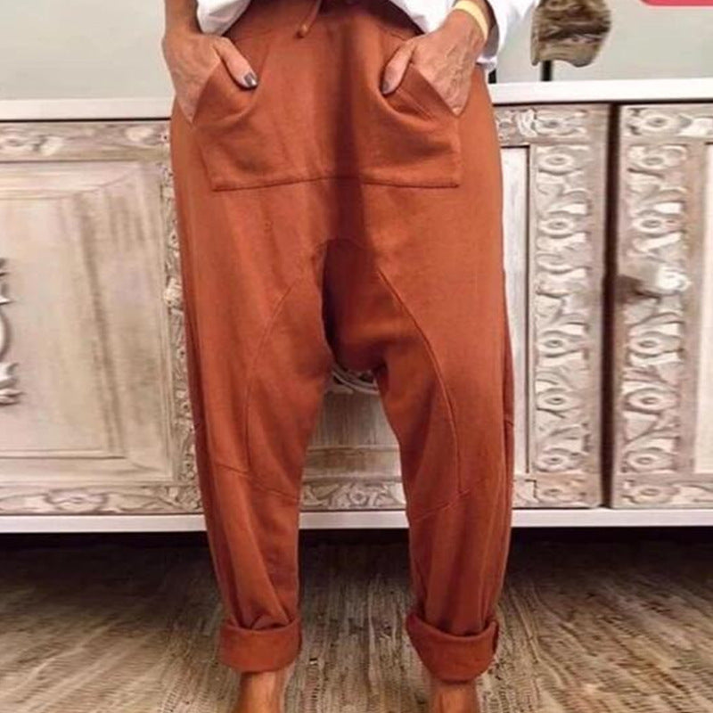 New Style Casual Suspender Pants Fashion Lace Up Harem Pants Women Trousers