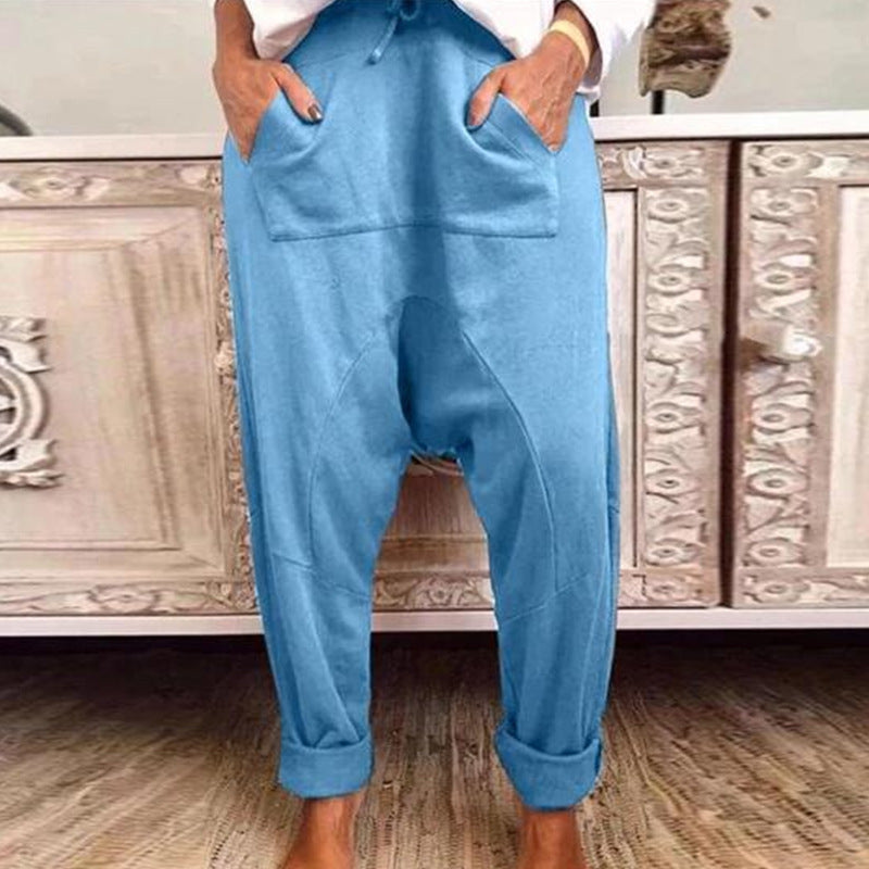 New Style Casual Suspender Pants Fashion Lace Up Harem Pants Women Trousers