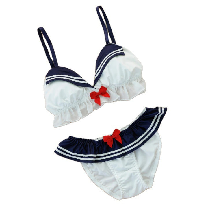 Three Points With Chest Pad Split Body Tight Sailor Underwear