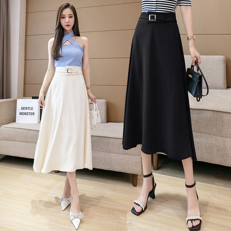 High Waist Skirt Women Drape Mid-length Large Skirt Umbrella Skirt