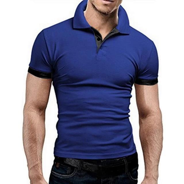 Men's Stand-Up Collar Short-Sleeved Polo Shirt Business Casual Solid Color Polo Shirt