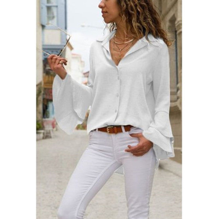 Autumn Cross-border Exclusively For Women Chiffon Casual Long-sleeved Shirt Tops