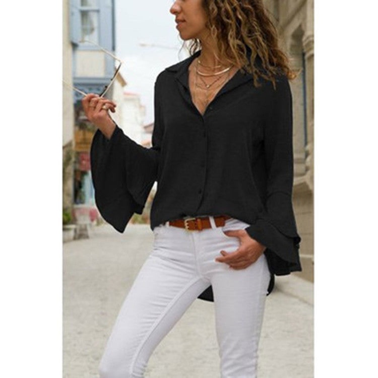 Autumn Cross-border Exclusively For Women Chiffon Casual Long-sleeved Shirt Tops