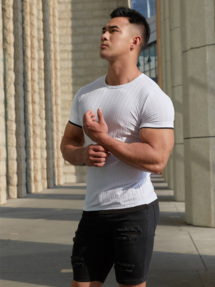 Breathable Running Sports Casual Wear Muscle Men Fitness Short-sleeved T-shirt