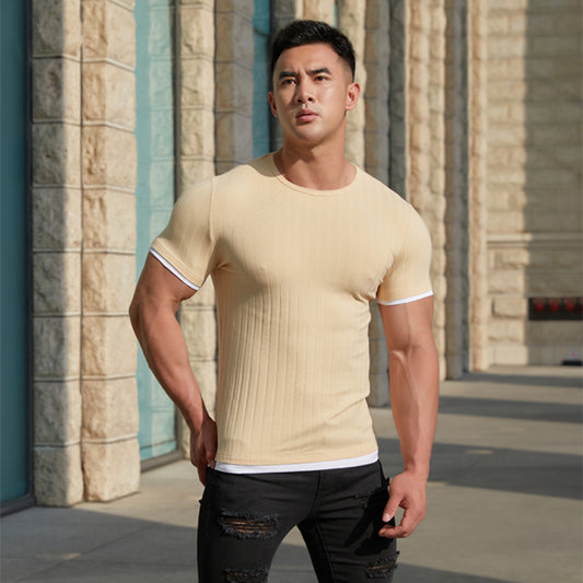 Breathable Running Sports Casual Wear Muscle Men Fitness Short-sleeved T-shirt