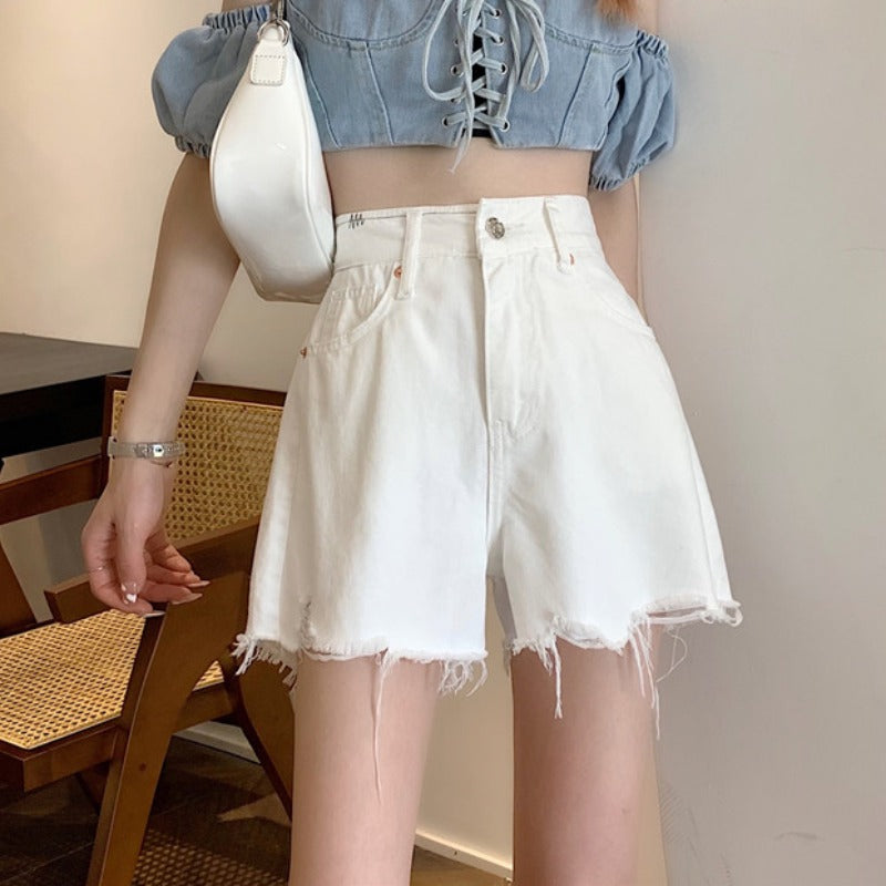 White Denim Shorts Women''s Summer