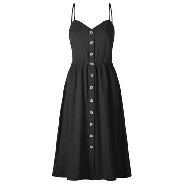 Sexy Suspender Button Pocket Halter Dress