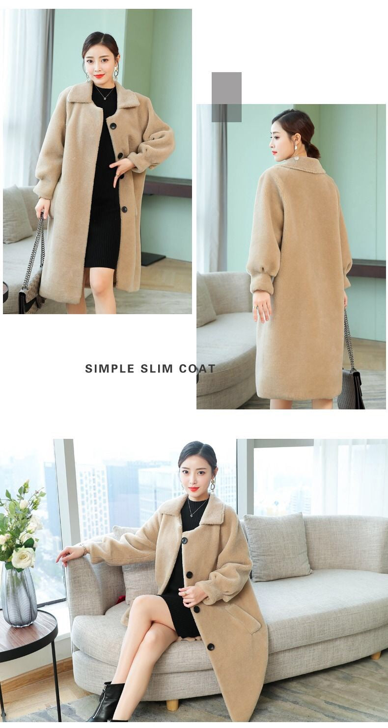 New style sheep shearing coat women loose fur coat