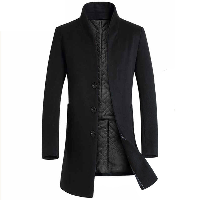 Men's long coat woolen coat trench coat