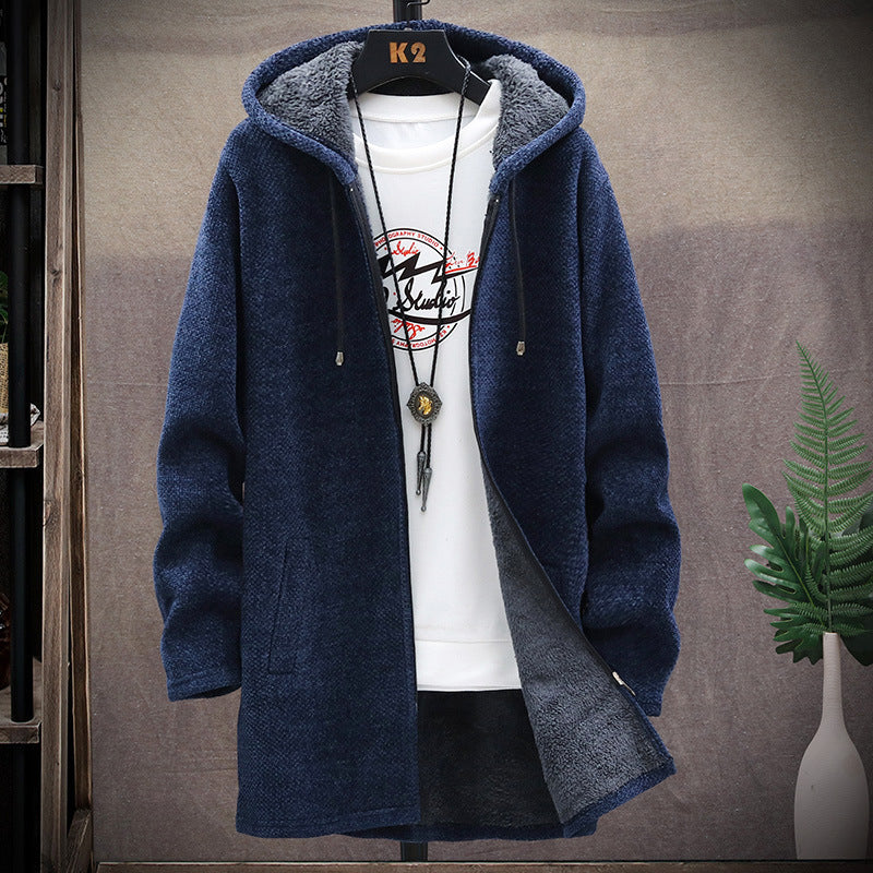 Jacket plus fleece hooded sweater coat men