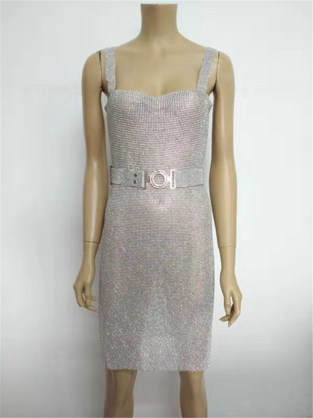 Metal mesh diamond dress