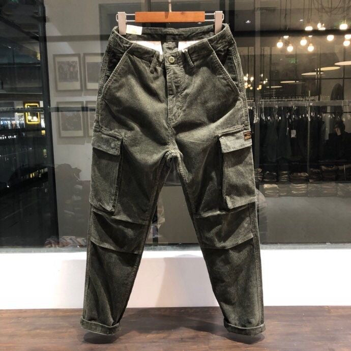 American Autumn And Winter Corduroy Multi-pocket Loose Straight Cargo Pants