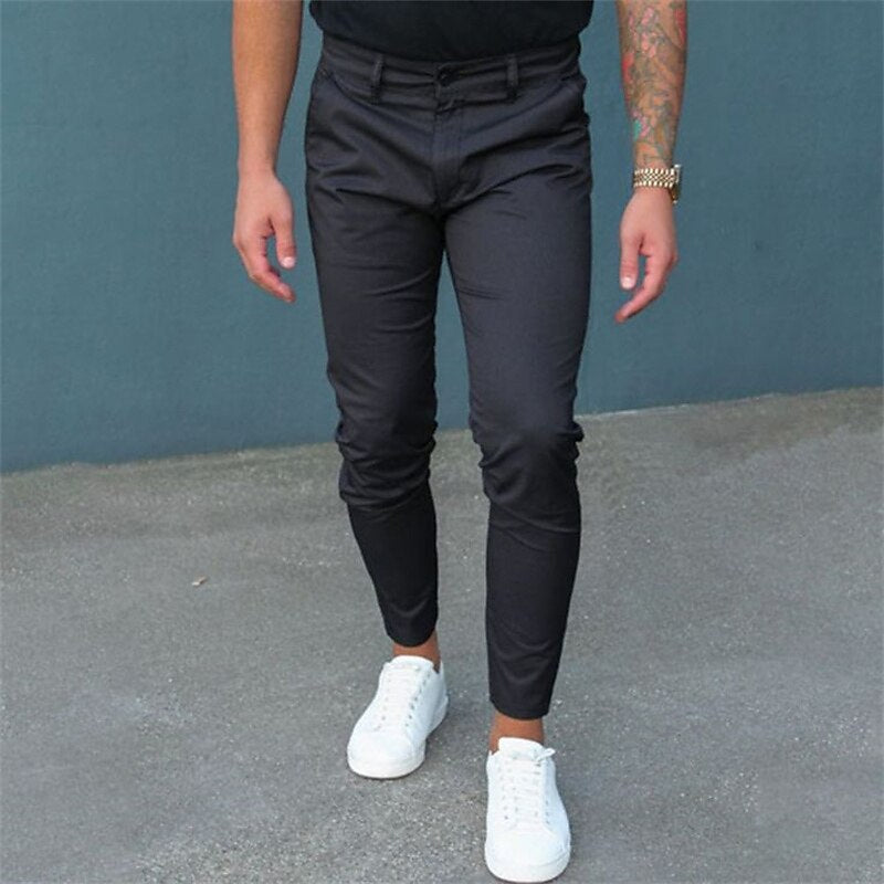 European And American Tight Pocket Zipper Slim Fit Trousers