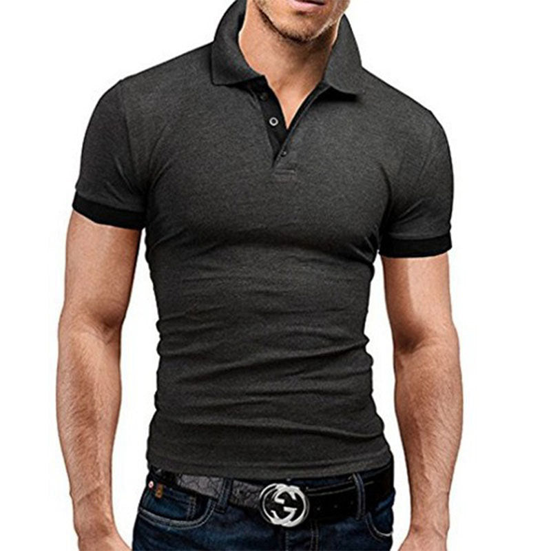 Men's stand-up cotton polo shirt