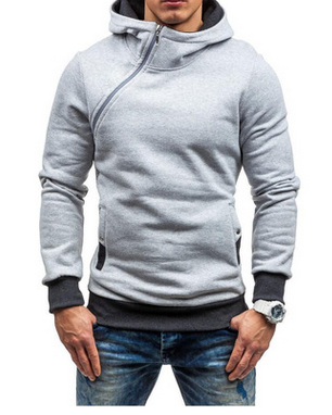 Hoodie Oblique Zipper Solid Color Hoodies Men Fashion Tracksuit Male Sweatshirt Hoody Mens