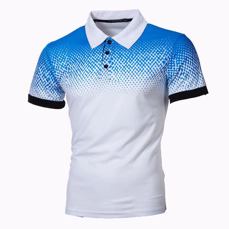 Men's gradient 3D printed polo T-shirt