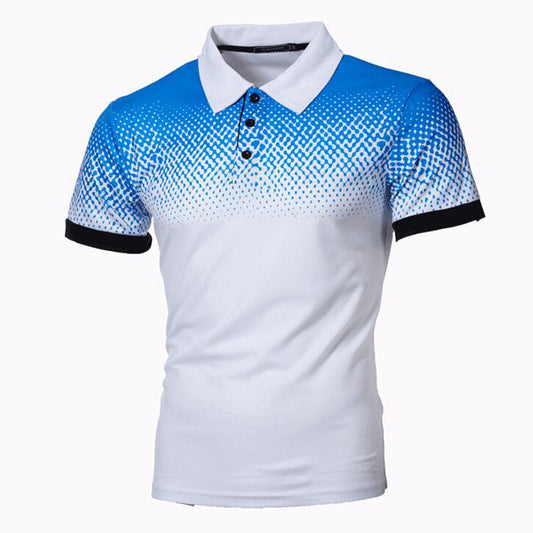 Men's gradient 3D printed polo T-shirt